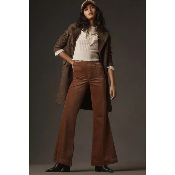 Anthropologie Pilcro and the Letterpress Pants Velvet Retro Flare Pull On - Picture 2 of 11